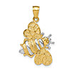 14k Yellow Gold White Rhodium 3-D Bumblebee Pendant