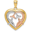 14kt Tri-Tone Gold 3/4in Dolphin Heart Pendant