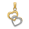 14k Yellow Gold Very Small Intertwined Hearts Charm 1/2in