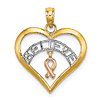 14k Tri-Colored Gold Believe Heart Pendant with Ribbon