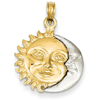 14kt Two-tone Gold Small 3-D Sun and Moon Pendant