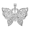 14k White Gold Diamond-cut Beaded Butterfly Pendant 1.25in