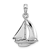 14k White Gold 3-D Cutter Sailboat Pendant