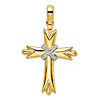 14k Two-tone Gold Budded Cross Pendant With X Center 1.25in