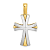 14k Yellow Gold and Rhodium Tapered Cross Pendant 1in