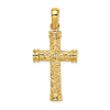 14k Yellow Gold Scroll Cross Pendant With Double Endcaps 1.25in