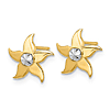 14k Yellow Gold With Rhodium Starfish Post Earrings