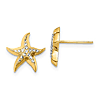 14k Yellow Gold With Rhodium Pointy Starfish Post Earrings