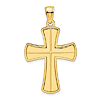 14k Yellow Gold Tapered Crusader Cross Pendant With Rounded Arms 1.25in