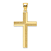 14k Yellow Gold Beaded and Polished Block Cross Pendant 1.5in