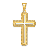 14k Yellow Gold Cut-out Cross Pendant With Beaded Border 1.5in
