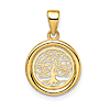14k Yellow Gold Tree of Life Circle Pendant 1/2in