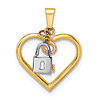 14k Tri-color Gold Lock and Key Heart Pendant 1/2in