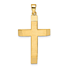 14k Yellow Gold Satin Polished Cross Pendant with Tapered Ends 1.25in