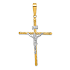 14k Yellow Gold Rhodium INRI Hollow Slender Textured Crucifix 1.75in