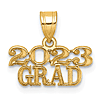 14k Yellow Gold 2023 Grad Charm in Block Letters