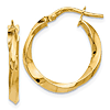 14k Yellow Gold Italian Twisted Hoop Earrings Polished Finish 3/4in