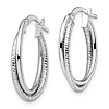 14k White Gold Double Twisted Rope Oval Hoop Earrings 7/8in