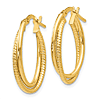 14k Yellow Gold Double Twisted Rope Oval Hoop Earrings 7/8in