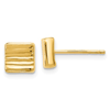 14k Yellow Gold Textured Square Button Earrings