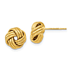 14k Yellow Gold Love Knot Polished Diamond-cut Post Earrings