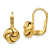 14k Yellow Gold Italian Love Knot Leverback Earrings