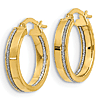 14k Yellow Gold Italian Glimmer Hoop Earrings 3/4in
