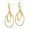 14k Yellow Gold Offset Ovals Dangle Earrings 1.75in