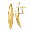 14k Yellow Gold Italian Curved Leaf Earrings with Omega Backs 2in