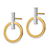 14k Two-tone Gold Italian Bar and Hoop Post Earrings