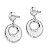 14k White Gold Textured Cut-out Circle Dangle Earrings