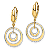 14k Yellow Gold Textured Open Nested Circles Dangle Earrings