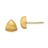 14k Yellow Triangle Button Stud Earrings with Polished Scratch Finish