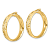 14k Yellow Gold Italian Diamond-cut Round Hoop Earrings 1in