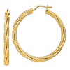 14k Yellow Gold Braided Textured Hoop Earrings 1.5in
