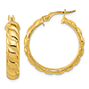 14k Yellow Gold 1in Italian Twisted Hoop Earrings 5.3mm