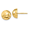 14k Yellow Gold Diamond-cut Half Ball Earrings 10mm