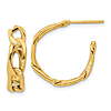 14k Yellow Gold Oval Cable Link Post Hoop Earrings 3/4in
