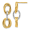 14k Two-tone Gold Tri-Level Ovals Dangle Earrings 1in
