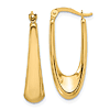 14k Yellow Gold Scooped Oval Hoop Earrings 1in