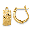 14k Yellow Gold Small Diamond-cut Omega Back Earrings