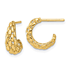 14k Yellow Gold Rice Grain J-Hoop Post Earrings 1/2in