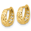 14k Yellow Gold Diamond-cut Tapered Huggie Hoop Earrings