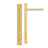 14k Yellow Gold Textured Bar Post Earrings 1in