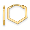 14k Yellow Gold Pentagon Hoop Earrings