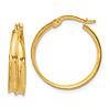 14k Yellow Gold Grooved Concave Hoop Earrings 7/8in