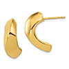14k Yellow Gold Contoured J-Hoop Post Earrings 3/4in