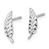 14k White Gold Diamond-cut Leaf Stud Earrings