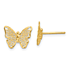 14k Yellow Gold Textured and Polished Butterfly Earrings
