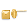 14k Yellow Gold Italian Square Button Earrings